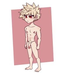 bakugou_katsuki big_head blonde_hair boku_no_hero_academia cock dokoden full_body male_only my_hero_academia nude penis toony