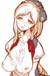 blonde_hair breasts cum cum_on_body cum_on_breasts cum_on_upper_body danganronpa danganronpa_2:_goodbye_despair empty_eyes female fucked_silly inverted_nipples large_breasts long_hair mozi nipples open_mouth sonia_nevermind straight_hair super_danganronpa_2