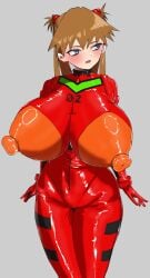 asuka_langley_sohryu big_breasts big_nipples bodysuit gigantic_breasts hyper hyper_breasts latex latex_ass latex_bodysuit latex_breasts latex_clothing latex_gloves latex_nipples latex_stockings latex_suit latex_thigh_highs latex_vagina neon_genesis_evangelion plugsuit standing tight_clothes tight_clothing tight_fit