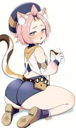 1girls ai_generated ass ass_focus big_ass cat_tail diona_(genshin_impact) genshin_impact nini_mihy shorts small_breasts smaller_female thick_thighs wide_hips