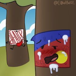 arms_tied battle_for_dream_island battle_for_dream_island_elsewhere bfdi bfdie bondage cl0udburst_ cum_on_face free_use humiliation inanimate_animate locked nailed object_shows penis sticker sticker_(bfdi) sticker_(bfdie) tentacle tentacle_penis tree watermark writing_on_face