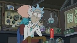 1boy 1girl 1girls blushing couple crossover crystal_gem female kissing male nilseyart o3o older_male pearl_(steven_universe) rick_and_morty rick_sanchez steven_universe unibrow weird_crossover