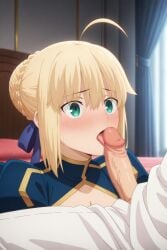 ai-generated artoria_pendragon_(fate) censored erection fate/grand_order fate/hollow_ataraxia fate/stay_night fate_(series) fellatio highres mosaic_censoring oral penis rona_(pixiv_42159827) saber_(fate) type-moon