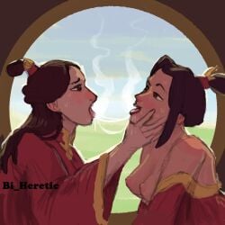 2d 2d_(artwork) 2girls after_kiss age_difference avatar_legends avatar_the_last_airbender azula bi_heretic blush breasts daughter eye_contact female female_only incest looking_at_partner mother mother_and_daughter open_mouth parent_and_child passionate saliva saliva_trail sweat tongue tongue_out ursa_(avatar) yuri