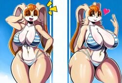 1girls ai_generated anthro beach big_breasts bikini female furry huge_breasts large_breasts mature_female milf mullon novelai rabbit rabbit_ears rabbit_girl rabbit_humanoid sega sonic_(series) sonic_the_hedgehog_(series) vanilla_the_rabbit voluptuous voluptuous_female wide_hips