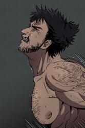 1boy arm_hair beard brown_hair chest_hair clenched_teeth fangs implied_sex implied_yaoi james_howlett large_pectorals logan_(x-men) male male_focus male_only marvel muscular_male nipples nude pecs sgsg50200 short_hair wolverine_(x-men) x-men