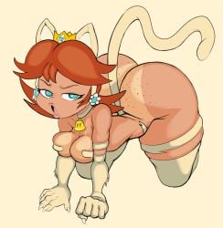 1girls all_fours ass bell big_ass blue_eyes breasts cat_daisy cat_ears cat_outfit cat_tail coller crown ear_piercing enormous_ass fat_ass felicia_(darkstalkers)_(cosplay) female female_only flower_earrings freckles freckles_on_ass gigantic_ass huge_ass human large_ass legwear mario_(series) massive_ass nintendo open_mouth orange_hair princess princess_daisy purple_yoshi_draws royalty small_breasts solo solo_female tail tan tanline thick_ass thick_thighs voluptuous voluptuous_female wide_hips