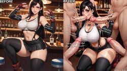 8etter_than_u asian_female bar barcode_tattoo before_and_after big_breasts big_penis bimbofication black_skirt blowbang blowjob blowjob_face fighting_stance final_fantasy final_fantasy_vii gangbang interracial light-skinned_male multiple_boys raceplay runny_makeup seventh_heaven shiny_skin thick_thighs thighhighs tifa_lockhart used