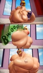 2girls 3d 3d_(artwork) anal_vore bbw belly belly_bulge big_belly big_belly_bulge big_breasts breasts breasts_bigger_than_head burp burping crown digestion discarded_clothing fat fat_female female_pred female_prey huge_breasts implied_digestion implied_vore light-skinned_female light_skin mario_(series) multiple_prey pestilad princess_daisy princess_peach princess_rosalina princess_shroob royalty sfm shy_gal smell smelly source_filmmaker takeover tattoo tattooification tattoos thick thick_thighs unwilling_prey vore vore_belly washing willing_pred