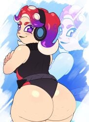 1girls arms_crossed ass ass_focus back_view bare_shoulders big_ass big_butt bottom_heavy bubble_ass bubble_butt cellulite character_request crossed_arms curvaceous curvy curvy_female curvy_figure dumptruck_ass dumptruck_butt fat_ass female female_focus female_only freckles freckles_on_face headphones hi_res high_resolution highres huge_ass huge_butt large_ass looking_back nintendo octoling octoling_girl one-piece purple_eyes rear_view smile smiling solo solo_female solo_focus splatoon splatoon_(series) splatoon_2 splatoon_3 tagme tentacle_hair thick_ass thick_thighs thighs viewed_from_behind voluptuous voluptuous_female yamouri