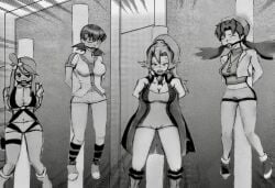 bondage captive captured clair_(pokemon) gym_leader hands_behind_back humiliation kris_(pokemon) poke_ball_gag pokeball_gag pokemon pokemon_bw pokemon_gsc pole_tied public_humiliation skyla_(pokemon) tied_up whitney_(pokemon)