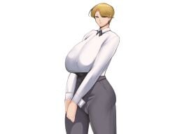 1girls big_ass big_breasts blonde_hair blue_eyes breasts busty curvaceous female huge_breasts karasumiya king_(snk) king_of_fighters large_ass large_breasts light-skinned_female light_skin short_hair voluptuous voluptuous_female