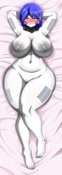 1girls areolae ballora ballora_(fnafsl) barefoot bed bed_sheet big_breasts bladgf blue_hair blush blush blushing_at_viewer completely_nude completely_nude_female curvy_figure dakimakura exposed_breasts exposed_pussy female female_only five_nights_at_freddy's five_nights_at_freddy's:_sister_location five_nights_in_anime front_view full_body full_frontal_nudity hair_down hourglass_figure large_breasts looking_at_viewer mrs_afton naked naked_female nipples nude nude_female purple_eyes short_hair smile solo solo_female voluptuous