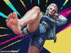 ai_generated barefoot blizzard_entertainment feet foot_fetish foot_focus gigatsu jaina_proudmoore looking_down multicolored_hair seductive seductive_pose sole_female soles toes vaporwave world_of_warcraft