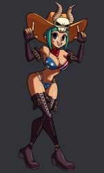 american_flag_bikini cerebella cosplay_request cowboy_hat niboonskull skullgirls tagme thigh_boots