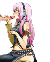 blush fellatio highres licking megurine_luka nail_polish nakasone_haiji offscreen_male oral penis pointless_censoring tears thighhighs tongue unseen_male_face vocaloid zettai_ryouiki