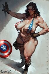 amandovakin big_breasts big_nipples captain_america captain_carter concept_art male_to_female marvel marvel_comics muscular_female sagging_breasts sling_bikini