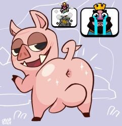 anus balls clash_(series) clash_royale crushpepper domestic_pig genitals hi_res male male_only mammal presenting_anus royal_hog showing_rear suid suina sus_(pig) tagme