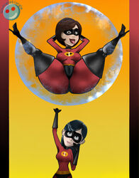 2girls armwear clothed clothing disney elastigirl eyewear female female_only footwear fully_clothed handwear helen_parr huge_ass huge_breasts incest legwear mask mother_and_daughter multiple_girls pixar straight_hair the_incredibles thick thick_thighs violet_parr voluptuous whargleblargle wide_hips