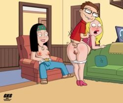 alpha_male american_dad anal_sex anus bent_over black_hair blonde_hair blush breast brown_hair chair clothes cum cum_in_ass cumshot daughter doggy_style dress francine_smith gkg glasses half_naked hand_down_pants hand_in_pants hayley_smith heels incest living_room masturbation mother_and_daughter mother_and_son nipples open_mouth pussy sex smiling spread_legs standing steve_smith underwear_down watching