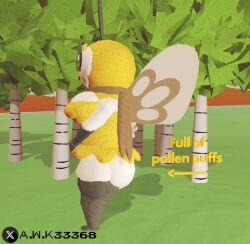 1girls 3d 3d_(artwork) anthro ass ass_focus awk33368_(artist) big_breasts breasts furry furry_female furry_only leg_warmers legwear onomatopoeia pokemon pokemon_(species) rec_room recroom ribombee solo solo_focus standing thick_thighs wings