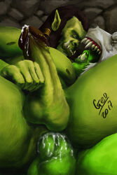 anal anal_sex ass balls bara big gay male_only orc penis rehgar_earthfury sex thrall world_of_warcraft