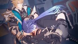 2boys animated blowjob flins_(genshin_impact) gay genshin_impact kiryuma male male_only no_sound tagme varka_(genshin_impact) video yaoi