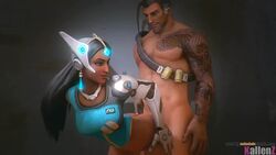 1boy 1girls 3d animated audiodude bent_over black_hair dark-skinned_female dark_skin female from_behind hanzo indian indian_female interracial japanese japanese_male kallenz overwatch sex sound source_filmmaker straight symmetra tan-skinned_male tan_skin tattoo video