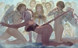 17yunzi 6+girls absurdres all_fours anal_beads angel angel_and_devil angel_wings blonde_hair breasts butt_plug chalice cup curved_horns demon_horns demon_tail dildo doggy_style food fruit gangbang grapes group_sex h.an_(516635864) highres holding_another's_wrist hooves horn_grab horns large_breasts long_tail long_tongue multiple_girls on_cloud original sex sex_toy small_breasts strap-on tail tail_grab tail_pull tongue tray wings yuri