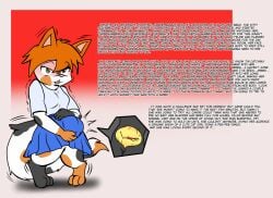 3_fingers 4_fingers anthro black_body bladder bladder_bulge blush blush_lines bodily_fluids bottomwear breasts calico_cat candie_(yozothescribe) clothing domestic_cat felid feline felis female female_anthro fingers full_bladder genital_fluids gradient_background hand_on_belly hand_on_own_belly holding_belly mammal narrowed_eyes omorashi orange_body orange_hait organs pink_nose red_background shaking shirt simple_background skirt tail topwear trembling urine urine_meter white_background white_body yellow_eyes yozothescribe