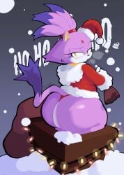 1girls 2025 anthro anthro_female ass big_ass big_butt blaze_the_cat blush chimney christmas christmas_clothing christmas_decorations christmas_lights christmas_outfit clothing coat domestic_cat duffel_bag eyelashes eyeshadow felid feline felis female forehead_gem fur furry furry_female gem hair hi_res holidays huge_ass huge_butt inconvenient_ass large_ass large_butt looking_at_viewer looking_back mammal moon night orange_eyes ponytail santa_costume sega snow snowing solo sonic_(series) sonic_the_hedgehog_(series) steam steaming_breath steamy_breath stuck stuck_in_chimney tail theonehornedimp thong topwear twitter_link underwear white_body white_fur