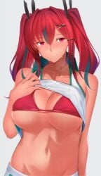 1girls arm_behind_back azur_lane bare_arms bare_belly bare_hands bare_midriff bare_navel bare_shoulders bare_skin belly belly_button bikini bikini_top bremerton_(azur_lane) bremerton_(scorching-hot_training)_(azur_lane) buruma closed_mouth_smile exposed_arms exposed_belly exposed_midriff exposed_navel exposed_shoulders exposed_skin exposing exposing_breasts exposing_chest exposing_self female female_only hair_clip hair_clips hairclip hairclips halterneck hand_behind_back light_smile linea_alba mole mole_under_eye navel presenting_breasts red-eyed_female red-haired_female red_bikini red_bikini_top red_eyes red_hair red_swimsuit red_swimwear saisarisu showing_breasts showing_chest smile smiley_face smiling smiling_at_viewer sports_bikini standing stomach sweat sweat_on_body sweat_on_breasts sweat_on_face sweat_on_stomach sweatdrop sweating sweaty sweaty_belly sweaty_body sweaty_breasts sweaty_chest sweaty_face sweaty_female swimsuit swimwear twintails twintails_(hairstyle)