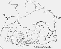 ahoge air_puff beastiality black_and_white blonde_hair blush blush_lines closed_eyes degrees_of_lewdity doggy_style fat_ass feral feral_on_female feral_on_human feral_penetrating_human freckles jacket_only long_hair multiple_dogs open_mouth original_character puffy_jacket smaller_female thigh_boots tnso zoophilia