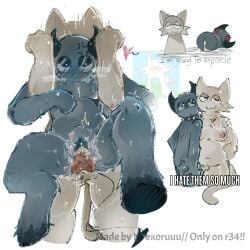 bigger_female catgirl consent cum_in_pussy ftm futa_on_cuntboy gray_(sprunki) knotted_penis mtf smaller_male sprunki stomach_bulge wenda_(sprunki)