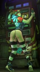 1futa 3d animated anus ass ass_shake backsack balls borderlands borderlands_2 dentol futa_only futanari gaige_(borderlands) intersex looking_at_viewer looking_back no_sound rear_view solo source_filmmaker testicles thighhighs video