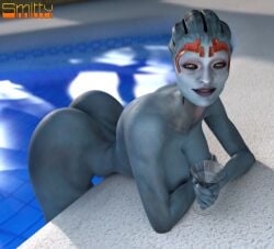 1girls 2022 3d alien alien_girl areolae asari ass big_breasts blue-skinned_female blue_skin blue_skinned_female breasts cocktail cocktail_glass completely_nude female female_only holding_drink lipstick looking_at_viewer martini_glass mass_effect_(series) mass_effect_2 nipples nude nude_female pool poolside purple_lipstick samara smitty34 solo white_eyes