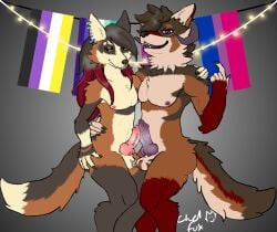 anthro ass balls butt_grab calico_fox canid canine canis chelfox chelfoxart claws coyote cross_fox duo ear_piercing ear_ring facial_piercing fox frenum_ladder frenum_piercing frottage furry genital_piercing genitals hair hand_on_butt hi_res ladder_piercing leg_grab lgbt_pride lip_piercing lip_ring male male/male mammal nipple_piercing nipples nipples_touching nose_piercing nose_ring penile penis penis_piercing piercing pride_colors purple_eyes red_fox ring_piercing scrotum_piercing sex skorvold thigh_grab true_fox yellow_eyes