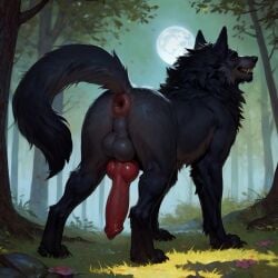 ai_generated animal_genitalia animal_penis anonymous_director anus ass backsack balls big_anus big_balls big_penis black_body black_fur bodily_fluids canid canine canine_genitalia canine_penis canis claws confident detailed_background digitigrade dripping erection fangs feral flower fluffy forest full_moon fur furry genital_fluids genitals glistening glistening_genitalia glistening_penis grass grey_body grey_fur grin hi_res huge_cock knot leaking_precum light looking_at_viewer looking_back looking_back_at_viewer male male_only mammal moon moonlight nature night nude_male outside penis perineum pink_anus plant precum precum_drip presenting presenting_anus presenting_balls presenting_hindquarters puffy_anus quadruped raised_tail rear_view red_penis smile solo tail_anus tail_aside teeth toe_claws tree tuft vein veiny_knot veiny_penis were werecanid werecanine werewolf wolf