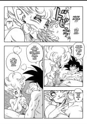 big_breasts blowjob comic cum_inside cumshot cumshot_in_mouth dialogue doujinshi dragon_ball dragon_ball_z english_text fellatio hot_spring hourglass_figure licking_cum licking_lips long_tongue nipples nude princess_snake son_goku text yamamoto_doujin