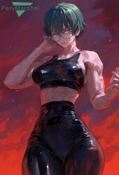 1girls abs ai_generated burn_scar female female_focus female_only fit_female glasses green_hair jujutsu_kaisen marshalperv multiple_girls muscular muscular_female panties pervmarshal round_glasses scar scars short_hair tagme tagme_(artist) thick_thighs thin_waist wide_hips yellow_eyes zenin_maki