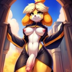 ai_generated animal_crossing big_breasts big_penis furry futa_only futanari isabelle_(animal_crossing) nintendo