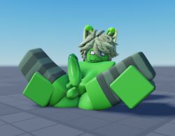 1boy 3d alien ass_focus asshole baseplate cat_ears feline femboy green_body green_hair roblox robloxian self_upload spread_legs svenskii tagme thighhighs