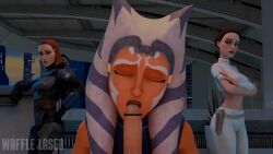 2024 3d 3d_animation 3girls ahsoka_tano alien alien_girl animated athletic_female blowjob bo-katan_kryze breasts oral oral_sex orange_hair orange_skin padme_amidala star_wars star_wars:_the_clone_wars togruta wafflelaser