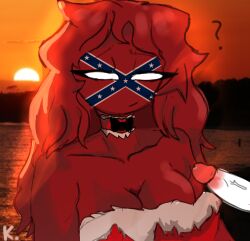 1boy 1girl average_sized_penis christmas_outfit confederate_states_of_america_(countryhumans) confused_look countryhumans countryhumans_girl erect_penis hair incest kingkokoko35 penis question_mark sunset united_states_of_america_(countryhumans)