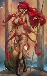 blushedarts pyrrha_nikos red_hair revealing_clothes