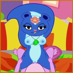 animated bed blue_fur cowgirl_position happy_tree_friends necklace petunia_(htf) pov squirrel