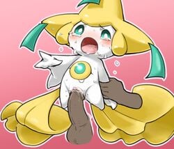 blush dark-skinned_male jirachi komeko-nk pink_background pokemon pokemon_(species) pokemon_rse pokephilia rape vaginal_penetration