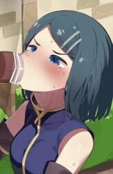 1boy 1girls 2d_animation animated blowjob blowjob_face blue_eyes blue_hair blush clay_(dungeon_people) clothed cum cum_in_mouth cum_in_throat cum_on_tongue cum_overflow cumshot deep_blowjob deepthroat dungeon_people fellatio female heart-shaped_pupils longer_than_30_seconds male mizumizuni no_sound open_mouth oral penis penis_in_mouth short_hair swallowing_cum tagme throat_bulge throat_fuck tongue_out vertical_video video