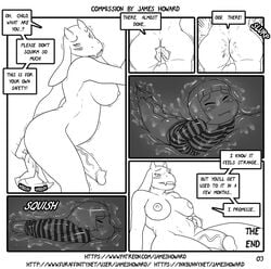 1boy 1girls anal anal_vore anthro anthro_pred ass comic dickgirl frisk furry futanari human human_prey intersex interspecies james_howard lifted monochrome mother_pred penis size_difference testicles text toriel undertale vore