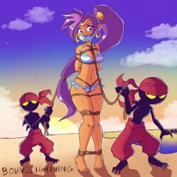 bikini bondage bound boundlightning female female_focus female_only human humanoid light-skinned_female light_skin purple_hair restrained rope rope_between_breasts rope_bondage shantae shantae_(character) tied_up